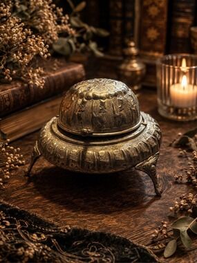 VINTAGE Persian Silver Plated Brass Sugar Jam Server w/ Dome Lid Collectible
